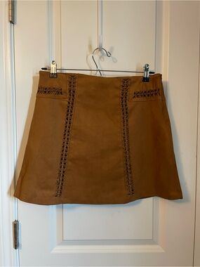 Cato Faux Suede Mini Skirt Cognac Brown Size 8